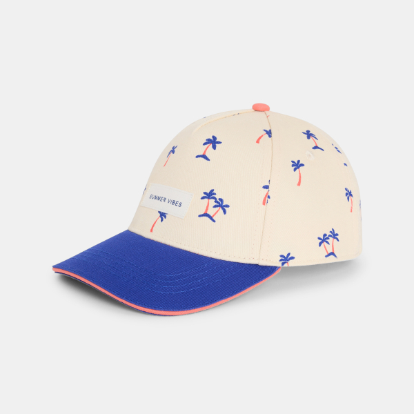 قبعة صوفية ذات واقي وعليها نقش أشجار النخيل للأولاد